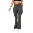 thumbnail image 1 of Amzcrzy Leggings Acampanados Mujer Cintura Alta Elásticos Yoga Ligeros Realzan Glúteos Color Liso Ajustado Casuales Bolsillos Laterales Tallas S-2XL Gris, 1 of 7