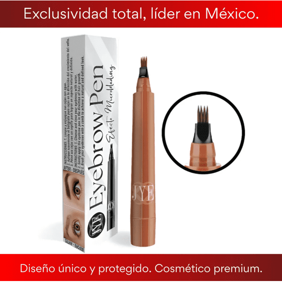 JYE Pluma para Cejas Efecto Microblading, Dibujo pelo a pelo, Impermeable, Larga duración, Maquillaje para cejas. Color Café Claro