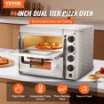 thumbnail image 2 of VEVOR Horno de pizza comercial de encimera, 14" de doble piso, horno de pizza electrico de acero inoxidable con piedra y mango, máquina para hacer pizza multiusos para interiores para restaurantes, 2 of 9