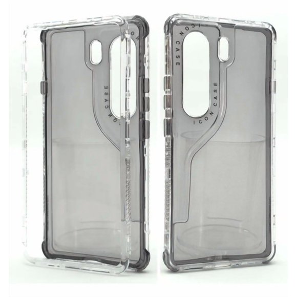 Funda 3 en 1 Icon Case Shine Colors para Tecno Camon 40, Carcasa, Protector, Uso Rudo, Protección 360, Full Case, Bumper, Antigolpes, Esquinas Reforzadas, Protección de Cámara - Negro