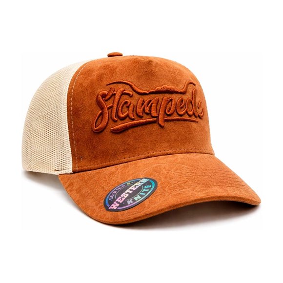 KNITE Gorra Trucker Línea Livestock Copper Range Stampede Bordada Gamuza