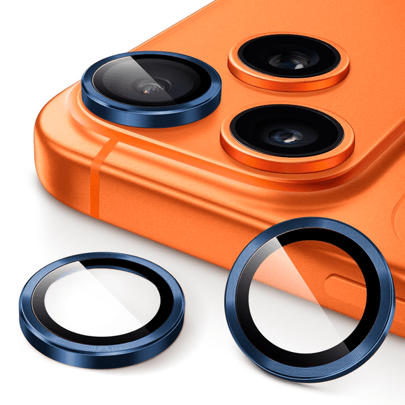 Mica Aros Cámara Azul Para iPhone 17 Pro/17 Pro Max, Protector de Lente Mica (Aros) compatible con iPhone 17 Pro/17 Pro Max - Vidrio Templado y Borde Azul.