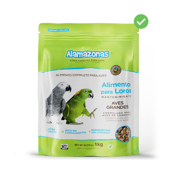 Alimento Completo Para Loros y Guacamayas Alamazonas 1Kg