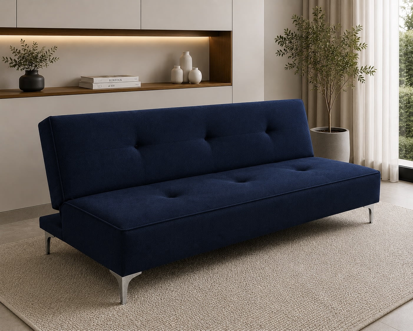 Sofa Cama Reclinable El Bazar Store Milo Azul Marino 3 posiciones