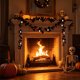 thumbnail image 5 of Guirnalda de hojas de arce artificiales negras con calabaza de ratán y bayas para decoración de chimenea y ventana de Halloween, 5 of 6