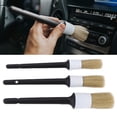 thumbnail image 3 of Kit de cepillo detallado de coches, 3 uds., pelo mixto de jabalí para limpiar huecos de ruedas, rejillas, botones internos, portavasos, 3 of 12