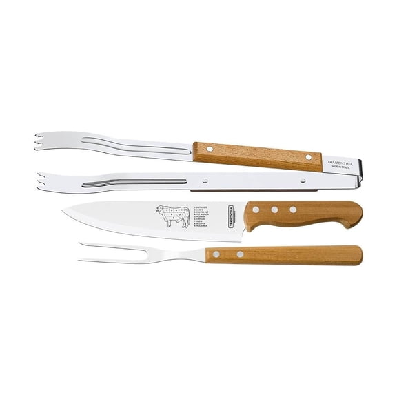 Juego para Asado Tramontina Churrasco 3 Piezas Madera
