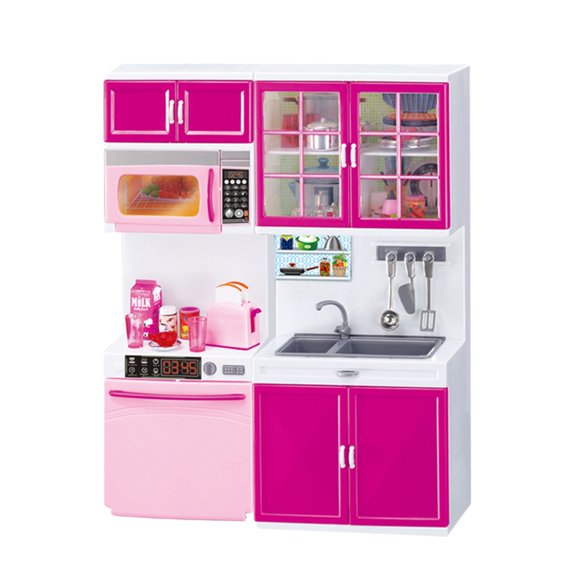 Minicocina rosa para niños pequeños | Juguete de cocina realista con accesorios | Juego educativo de interior para niños y niñas