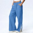thumbnail image 1 of TaTaai olid Color Cotton Linen Women Casual Pants Wide Leg Breathable Machine Washable No Fading Lightweight Non See-through Daily Wear Full Length Trousers Gift, 1 of 8