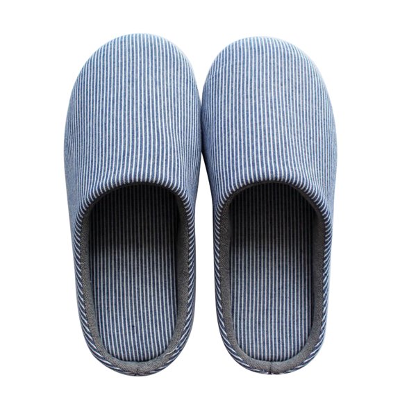 FELTECHELECTR Pantuflas de invierno a rayas azules para interior de casa, de algodón, para hombre (talla 44-45)