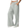 thumbnail image 3 of TaTaai olid Color Cotton Linen Women Casual Pants Wide Leg Breathable Machine Washable No Fading Lightweight Non See-through Daily Wear Full Length Trousers Gift, 3 of 8