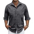 thumbnail image 1 of pstuiky camisetas de manga larga para hombre, Cárdigan con capucha y manga larga para hombre, informal, de color liso, con bolsillos dobles y cremallera tops de invierno para hombre s, 1 of 7