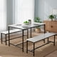 thumbnail image 1 of SELECTSHOP Juego De Mesa Y Sillas de Comedor Mesa De Cocina De Madera MDF Rústica con 2 Bancas 4 Asientos Ideal para Casa Cocina Vintage (Blanco), 1 of 9