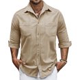 thumbnail image 1 of pstuiky Camisas casuales de manga larga para hombre, Cárdigan con capucha y manga larga para hombre, informal, de color liso, con bolsillos dobles y cremallera camisetas de hombre s, 1 of 7