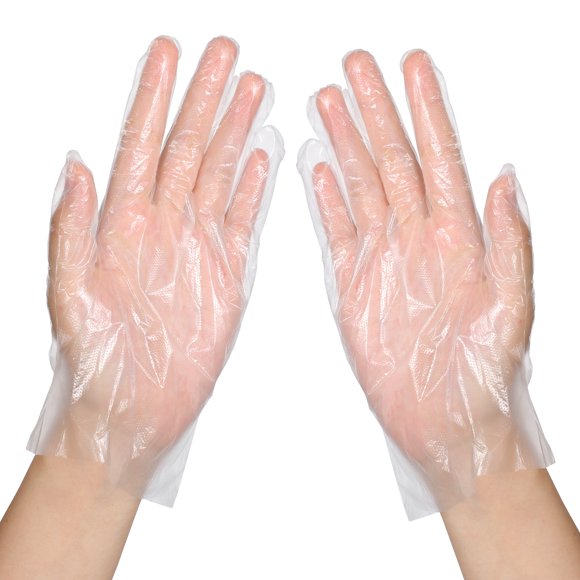 Guantes desechables de PE para preparación de alimentos, guantes transparentes seguros para alimentos, aptos para 5-12 niños, 100 Uds.