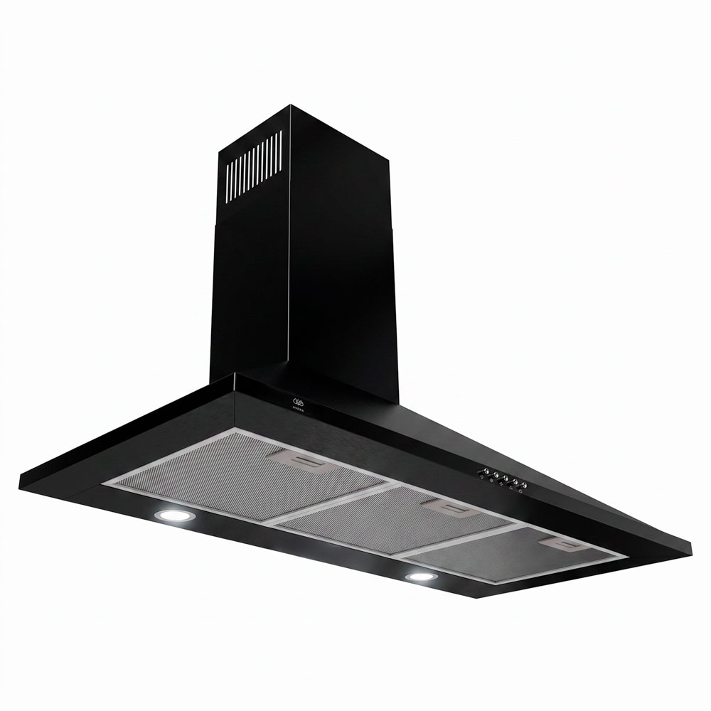 Campana para cocina de pared piramidal 90 cm Acero Inoxidable, 3 Velocidades, Doble Filtro de malla lavable y Filtro de carbón activado, Luz LED, Extrae y Purifica Negro AVERA CEP90N