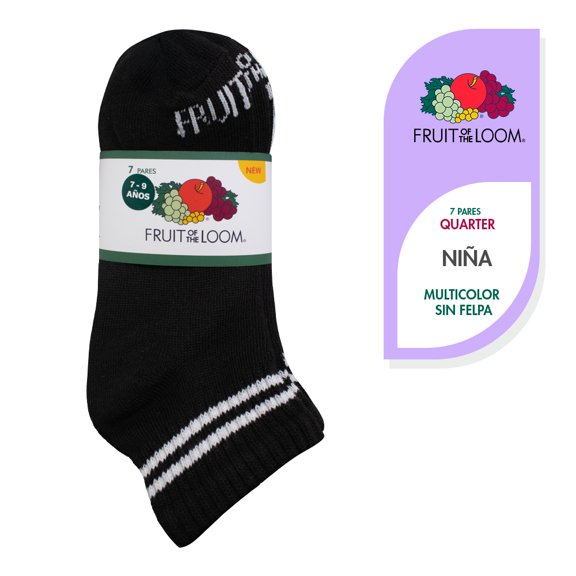 Set de Tines Fruit of the loom Para Niña Corto Multicolor 7 Pares Talla M