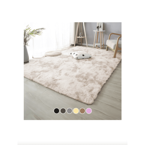 Alfombra De Sala Suave Decorativa Tapete Cuarto Afelpada 160x200 Cm Poliéster Antideslizante Color Beige