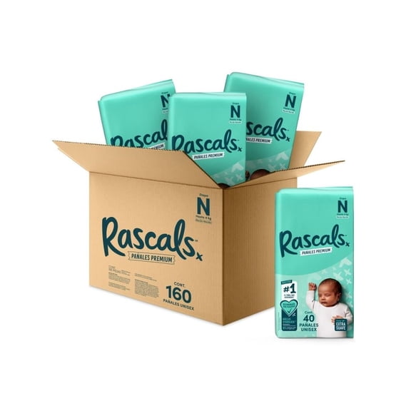 Pañales premium Rascals Etapa N Unisex  160 piezas