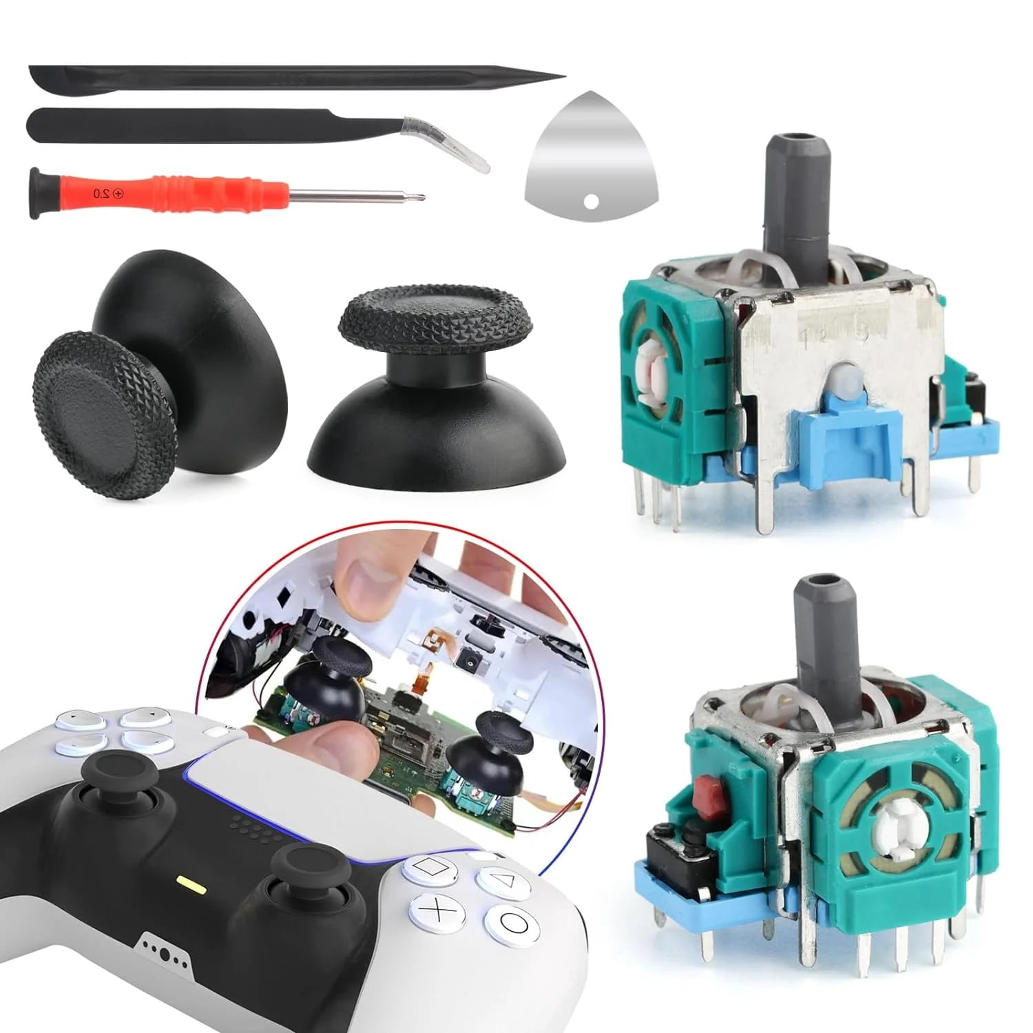 2 joysticks de repuesto para PlayStation 5 Mando de juego Joystick de repuesto Módulo de repuesto para palanca analógica Potenciómetro para PS5 Joystick Pieza de repuesto para palanca