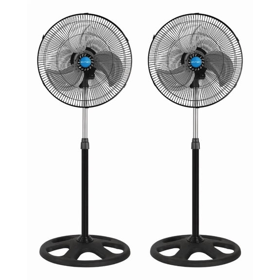 Kit De 2 Ventiladores De Pedestal Antek De 18 Con 3 Aspas Metálicas Y Oscilación 45.72 Cm Negro Plateado Metal