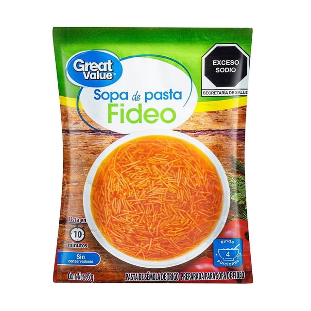 Sopa de pasta Great Value fideo 95 g
