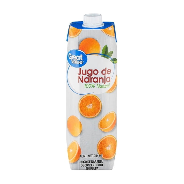 Jugo de naranja Great Value 100% natural 946 ml