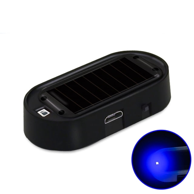 CaiYueKe Solar Powered Car Dummy Alarm Light LED Blinking Red Blue Light for Vehicle Security Anti Theft Deterrent with Light Sensor USB Rechargeable Easy Install Solar Light for Car Truck Van