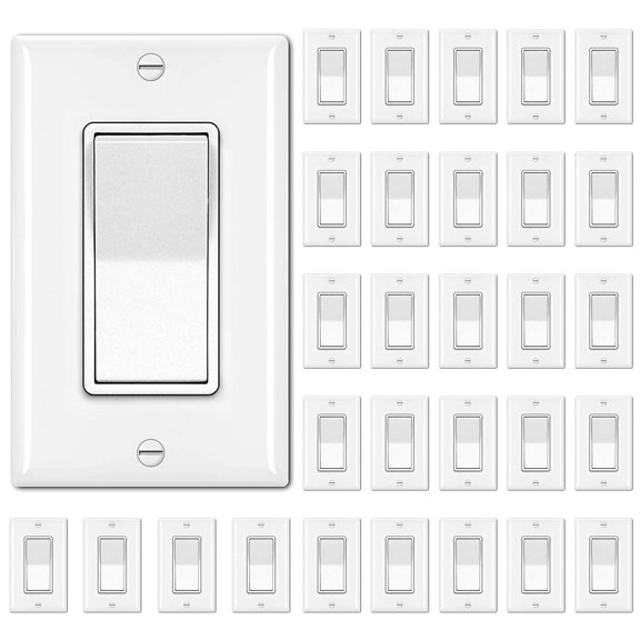 Interruptor de luz BESTTEN para decoración unipolar, 15 A, 120/277 V, color blanco