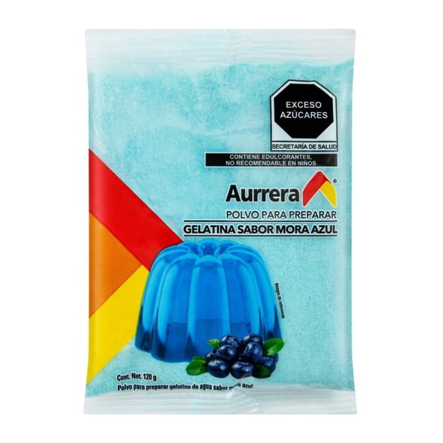Polvo para preparar gelatina Aurrera mora azul 120 g