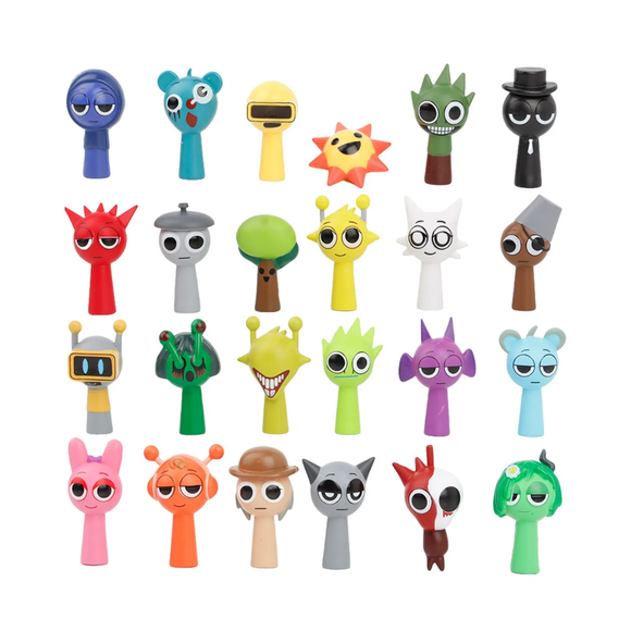 Kit 24 Figuras Sprunki Monstruos Malubero Colores