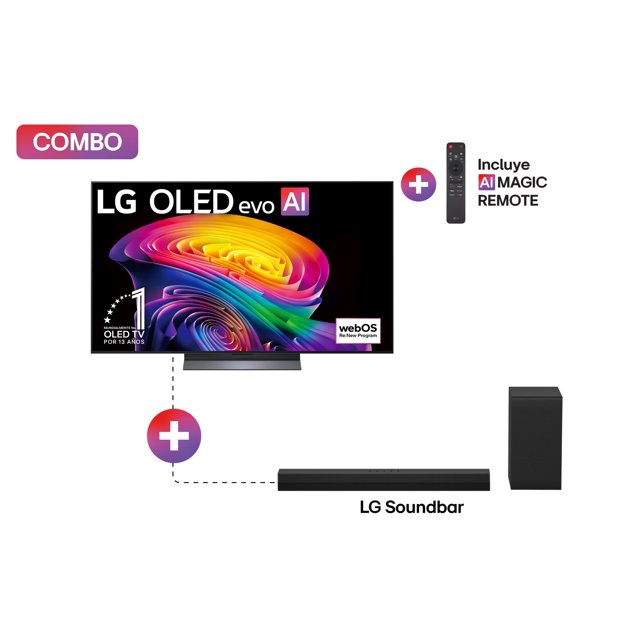 Pantalla Smart TV LG 55 pulgadas OLED evo AI C6 4K webOS 2026 + LG Soundbar | Barra de Sonido S30A | 140W | 2.1 canales | WOW Orchestra e interfaz WOW