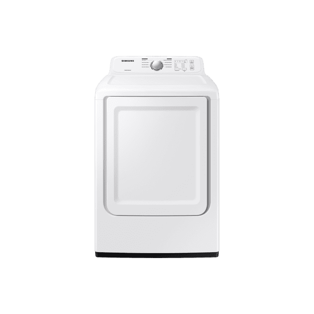 secadora de ropa samsung dvg24a3000w 24 kg carga superior color blanco vista frontal centrada de secadora de carga superior blanca con panel de control superior con perilla y botones, puerta rectangular con marco elevado y base oscura; adecuada para uso doméstico y suele usarse también para prendas voluminosas.