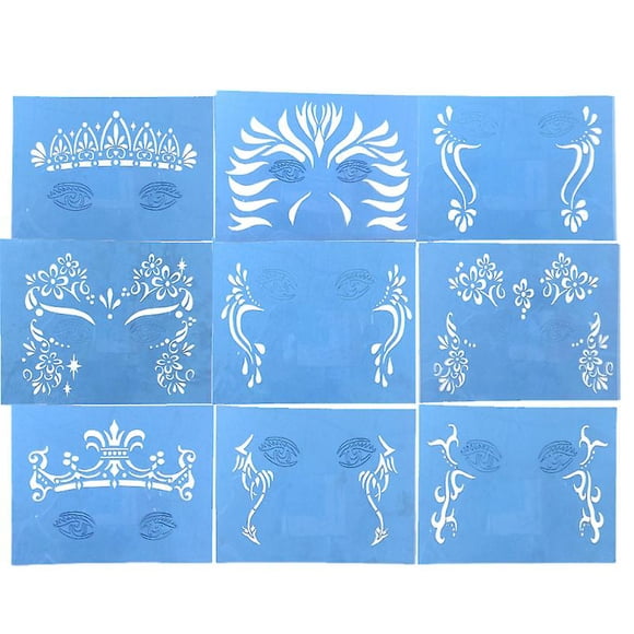 Plantillas de pintura facial de 9 piezas para decoraciones de Halloween