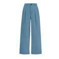 thumbnail image 5 of Amzcrzy Pantalones Vestir Mujer Color Liso S-2XL - Cintura Alta Elástica, Pliegues Frontales, Sin Cremallera, Bolsillos, Para Trabajo Azul, 5 of 5
