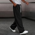 thumbnail image 2 of Amzcrzy Pantalones Deportivos Hombre Clásicos Color Liso Cintura Alta Elástica Cordón Pierna Recta Holgados Anchos Cómodos Con Bolsillos Tallas S-2XL Negro, 2 of 7