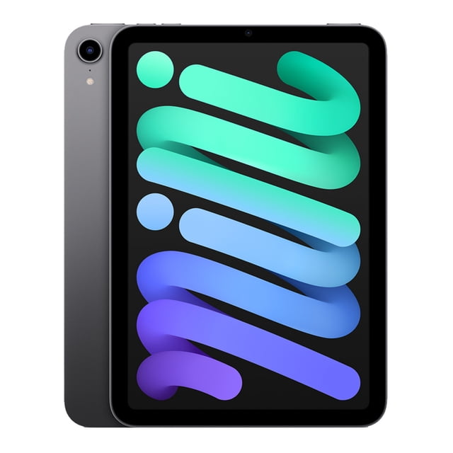 apple ipad mini 6th 64gb gris mk7m3bz/a iPad mini 6.ª generación en Gris Espacial, vista frontal centrada con la parte trasera visible; pantalla Liquid Retina de 8.3", cámara trasera gran angular de 12 MP, conector USB-C y botones superiores y de volumen a la vista; chip biónic A15, iPadOS 15 y 64 GB de almacenamiento. Suele usarse también para lectura y toma de notas.