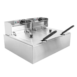 Freidora Electrica De Aceite Doble Industrial 3400w Onof Color Plateado Frecuencia 50/60 Hz