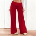 thumbnail image 2 of Amzcrzy Pantalones Palazzo Mujer Anchos Cintura Alta Cómodos Holgados Elegantes Casuales Verano Playa Ligeros Sin Costura Delantera Suaves Elásticos Con Bolsillos Tallas S-2XL Rojo, 2 of 7