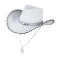 thumbnail image 2 of Sombrero de vaquero Sunnimix Fedora Blanco para mujer, 2 of 6