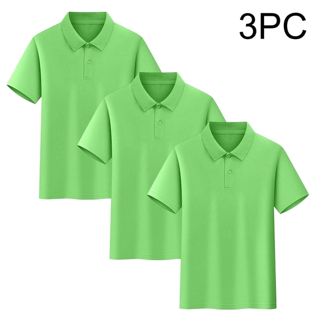 Conjunto de 3 piezas para niños y niñas: blusa de manga corta, uniforme escolar, camiseta deportiva, suave, transpirable, informal y bonita, como se muestra en la imagen, paquete de 3, de 2 a 15 años.