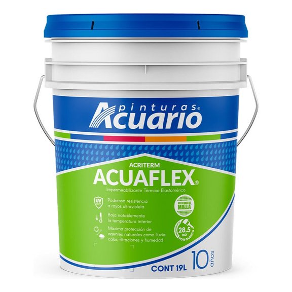 Cubeta De Impermeabilizante Acriterm Acuario 19 Litros Blanco Mate 10 Años