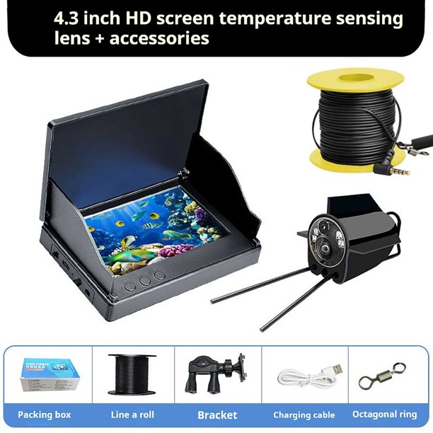 Amzcrzy Electrónica para hombres Organizador de electrónica Cámara digital Detector de peces con cámara HD subacuática, sensor de temperatura subacuático, sonda de visión nocturna para ver peces, her