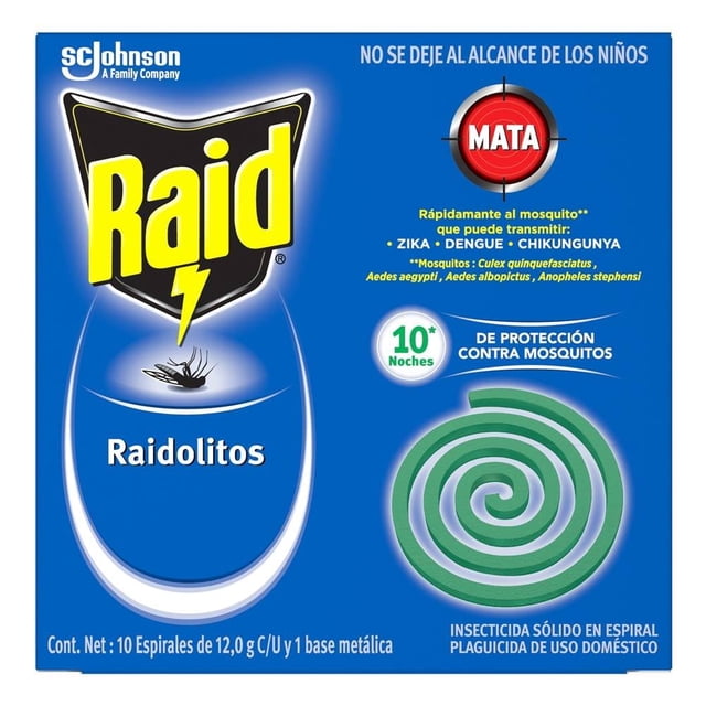 Insecticida Raid Raidolitos verde 10 espirales y base metálica