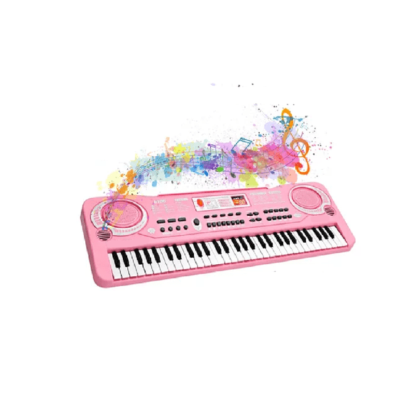Piano 61 Teclas Electrónico Con Micrófono Para Niños Rosa