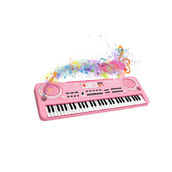 Piano 61 Teclas Electrónico Con Micrófono Para Niños Rosa