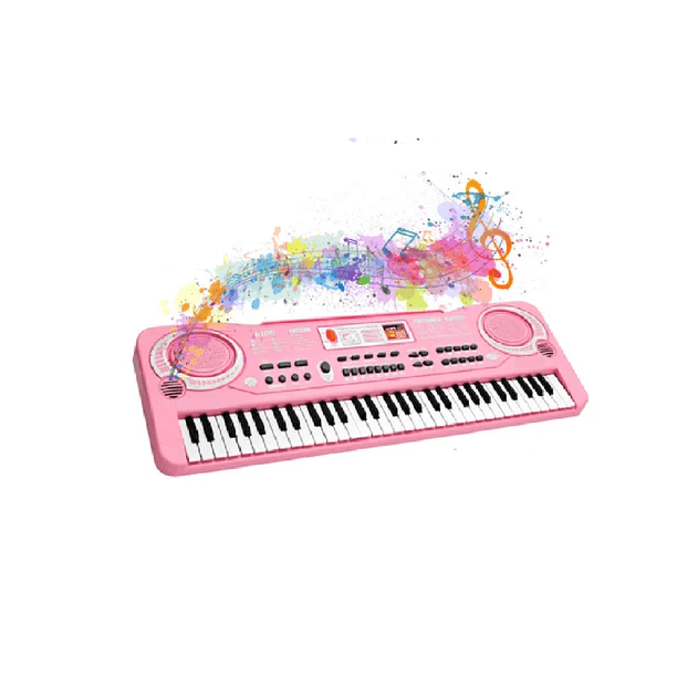 Piano 61 Teclas Electrónico Con Micrófono Para Niños Rosa