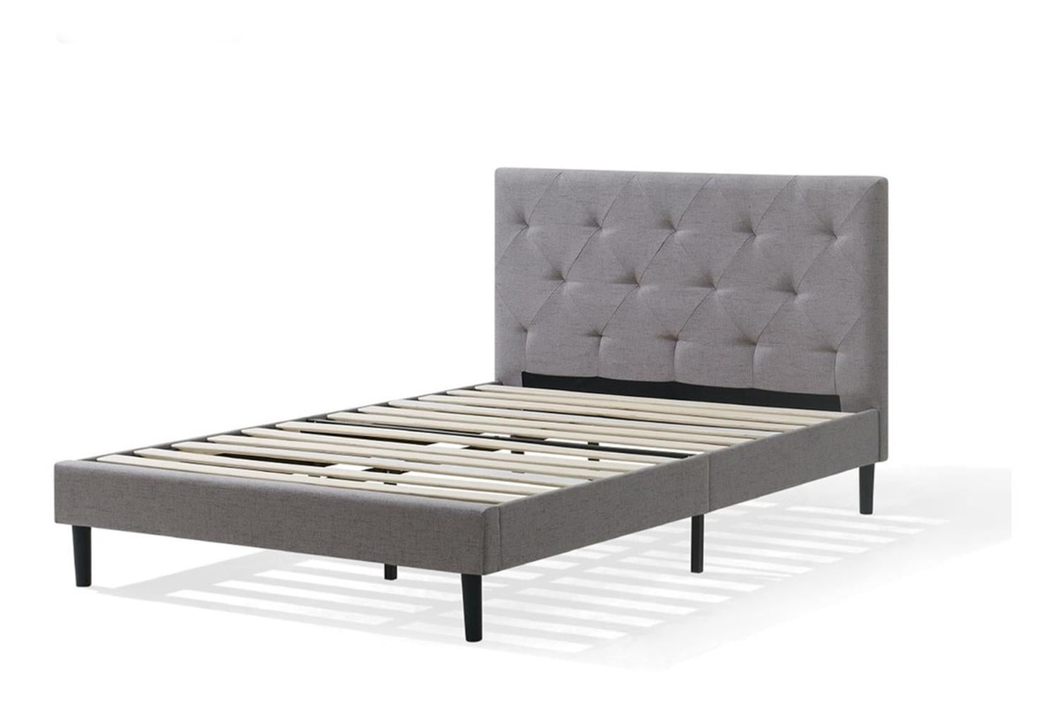 Base de Cama Nooz Prime Individual gris con Cabecera capitonada