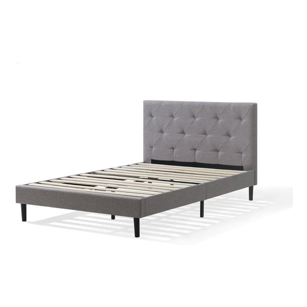 Base de Cama Nooz Prime Individual gris con Cabecera capitonada