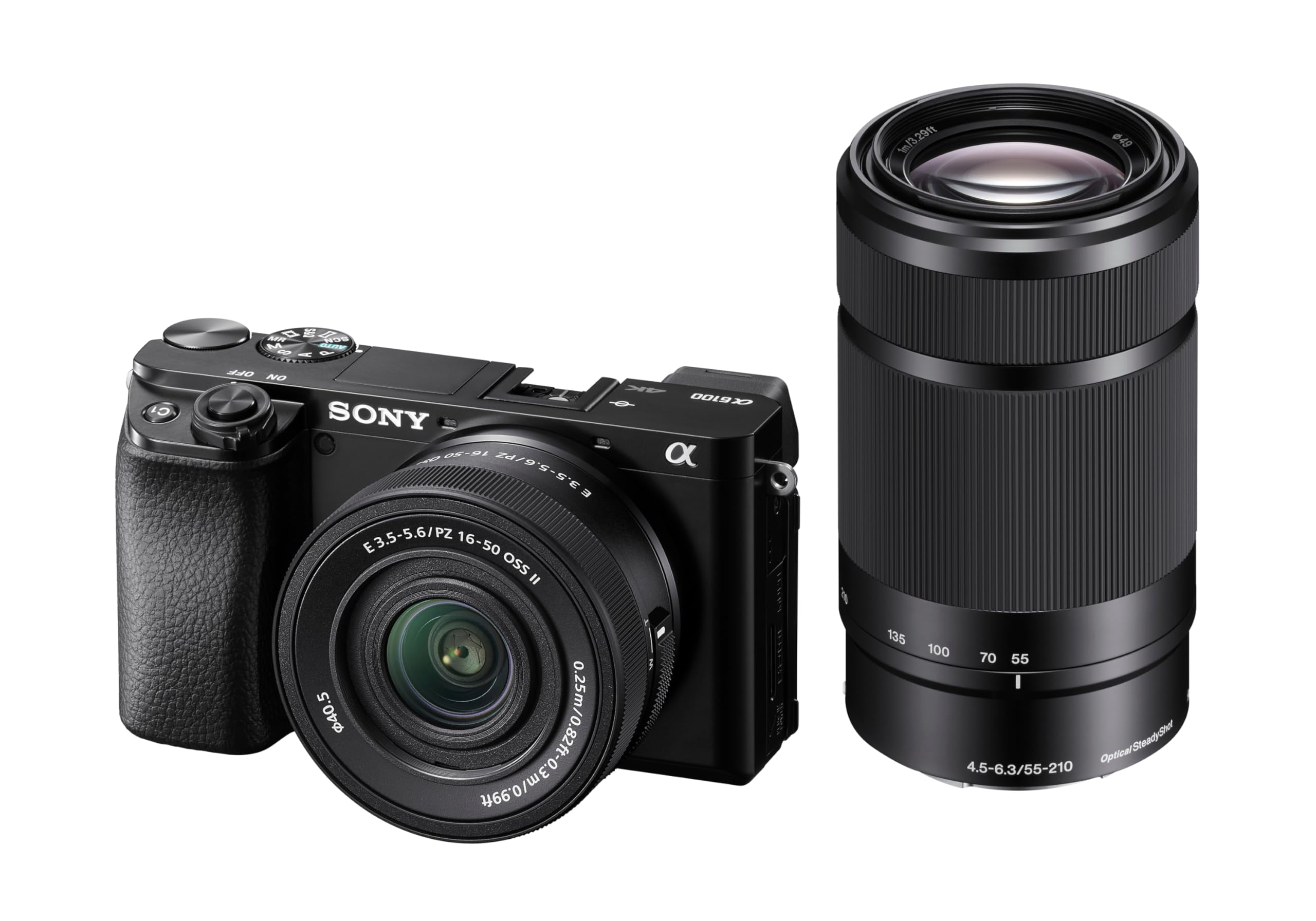 Cámara Sony Alpha a6100 con lentes de 16-50 mm + 55-210 mm